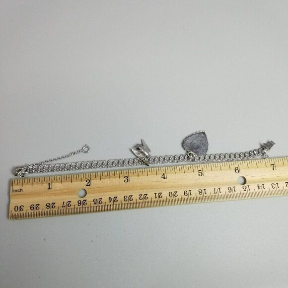 Vintage Elco Sterling Silver Merry Christmas Dove Charm Bracelet, Double Link - Picture 9 of 10